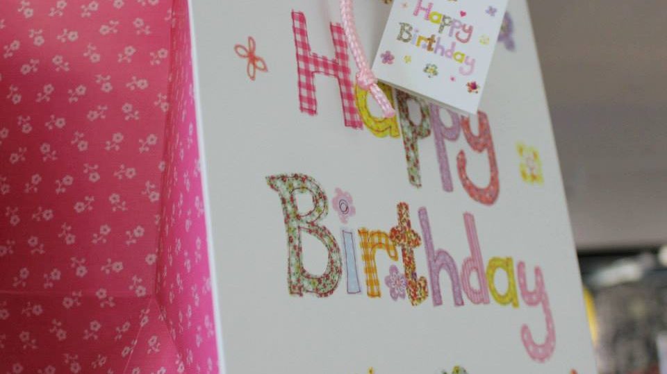 A range of birthday cards and wrapping